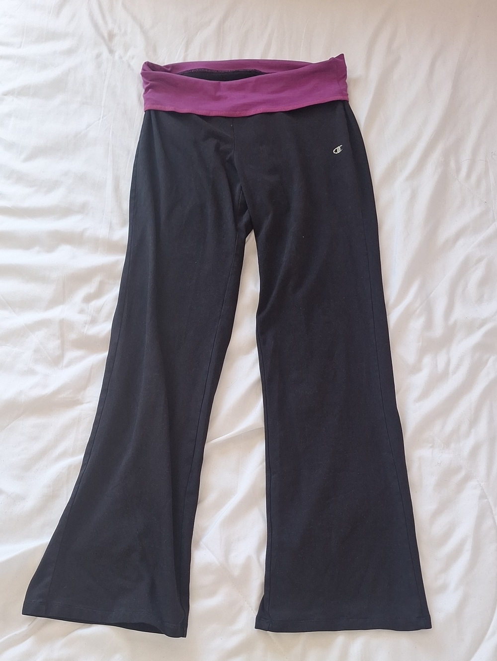 Champion Black Pants with Purple Fold-Over Waistband